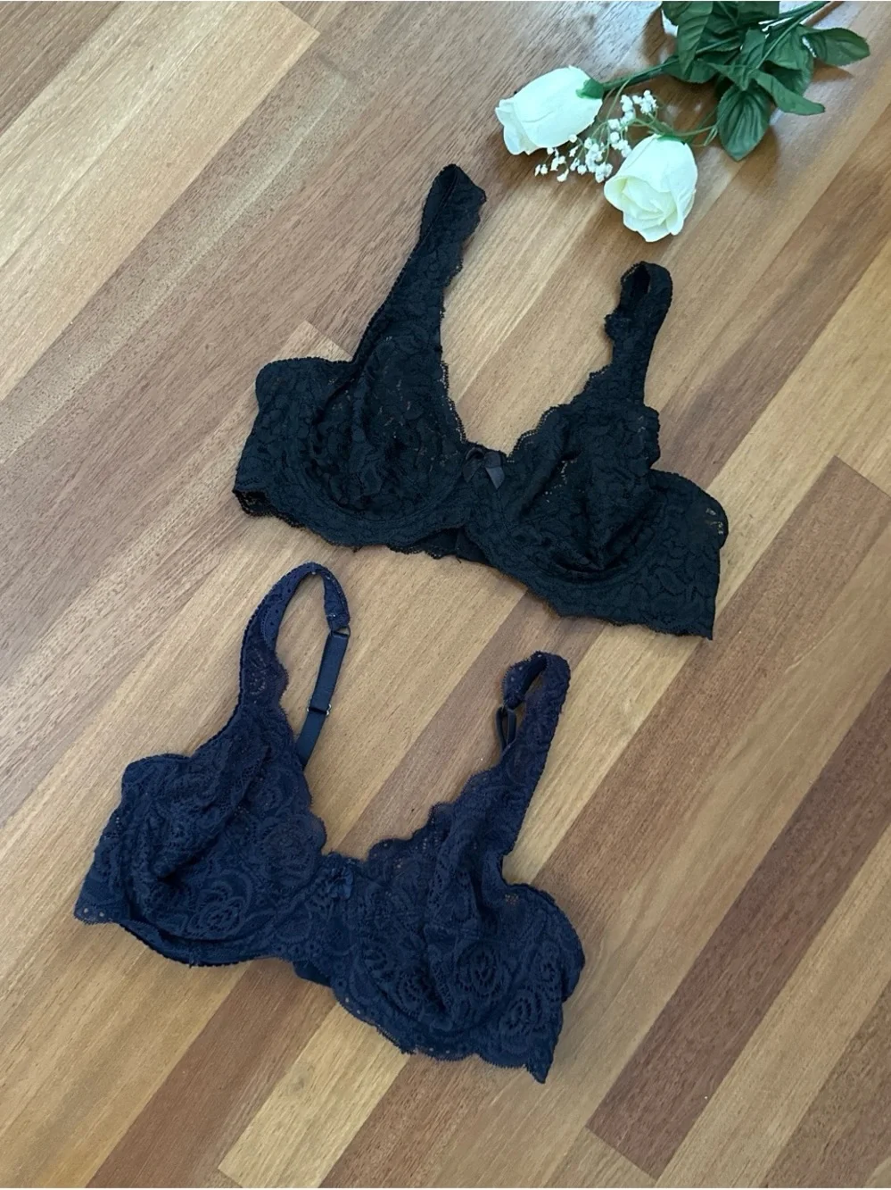 Lace Underwire Bra - Black & Navy Blue